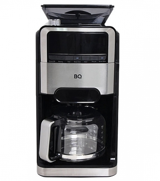 Кофеварка капельная со встроенной кофемолкой BQ CM3002 черный-стальной, исп. кофе - зерновой/молотый, 1.5 л, 1400 Вт