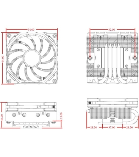 Кулер для процессора ID-COOLING IS-40-XT черный 92мм алюминий/медь 2800rpm 35.2db 4-pin 95W 47мм