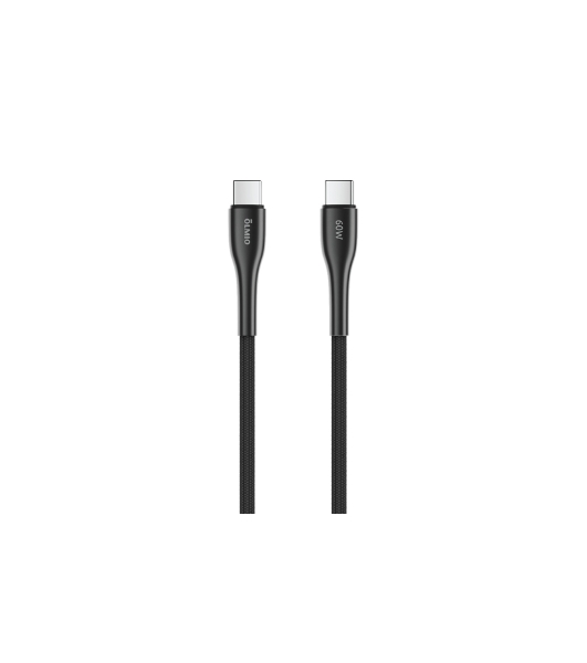 Кабель OLMIO STYLE, Type-C - Type-C, 60W, 1.2м, тканевая оплетка, черный