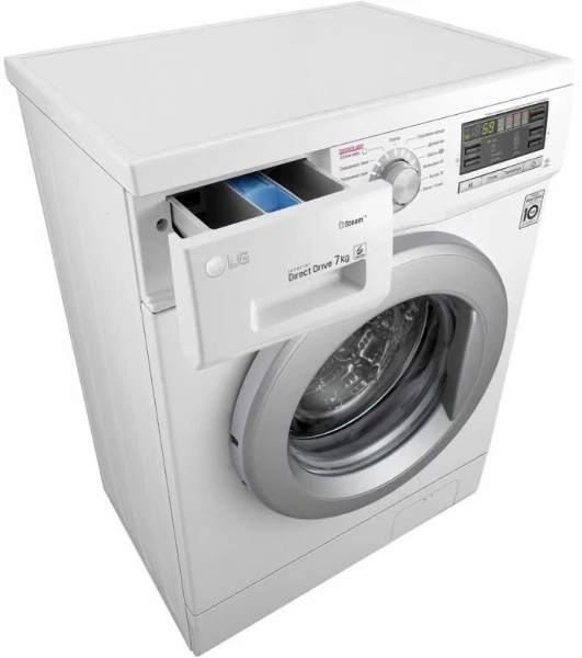 Стиральная машина LG F1296HDS1 белый, загрузка фронтальная 7 кг, 1200 об/мин., класс: А