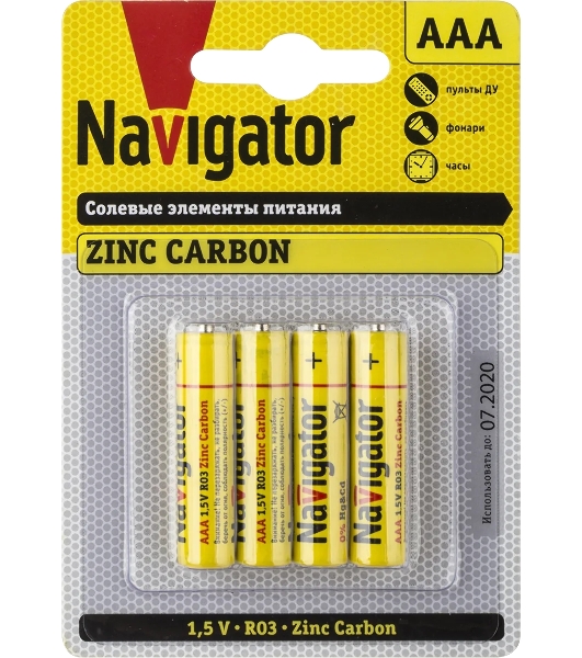 Элемент питания Navigator NBT-NS-R03-BP4, 1.5 В