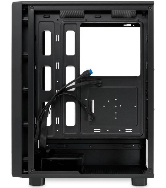 Компьютерный корпус без блока питания HSPD M510, Mesh Mid Tower, черный, TG, 0.5 SPCC, no fans ATX, mATX, mITX 180/280/160мм 1x2.5', 1x3.5', 7xPCI 1xUSB-A 3.0, 1xUSB-A 1.0 517x277x418мм
