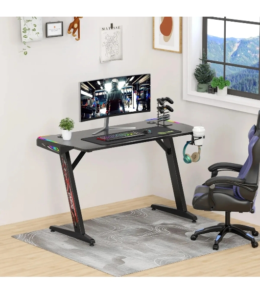 Стол игровой Cactus CS-GTZ-BK-RGb столешница ДСП, черный каркас черный