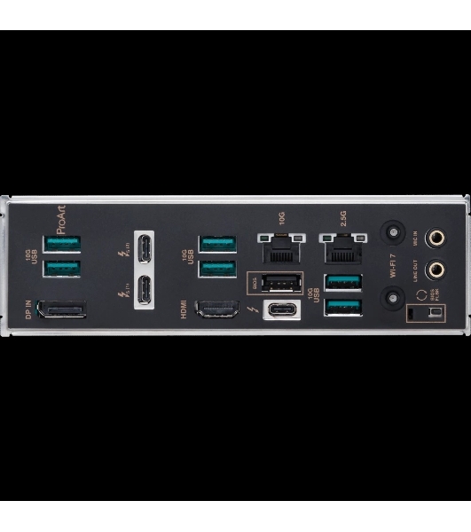 Материнская плата ASUS ProArt Z890-CREATOR WIFI, LGA 1851, Intel Z890, 4xDDR5, 4xSATA, 5xM.2, 2xPCIe 5.0 x16, 1xPCIe 4.0 x16, 1xHDMI, 1xDP, 1x 10Gb LAN, 1x 2.5Gb LAN, 2xUSB-C 10Gbps, 6xUSB-A 10Gbps, 1xUSB-A 2.0, 7.1, ATX