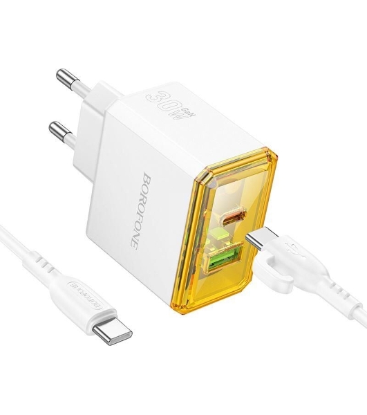 Сетевое зарядное устройство BOROFONE (6941991110696) BAS32A 1USB+1Type-C 3.0A QC3.0 PD 30W, белый