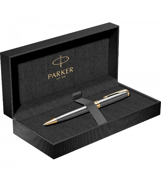 Ручка шариковая Parker Sonnet Grey Core GT (2213679) M, черные чернила, подарочная коробка