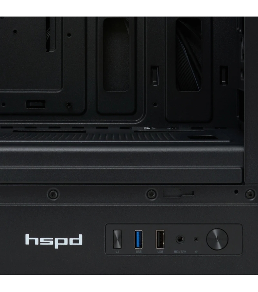Компьютерный корпус без блока питания HSPD M510, Mesh Mid Tower, черный, TG, 0.5 SPCC, no fans ATX, mATX, mITX 180/280/160мм 1x2.5', 1x3.5', 7xPCI 1xUSB-A 3.0, 1xUSB-A 1.0 517x277x418мм