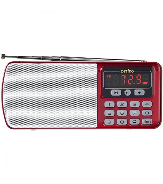 Радиоприемник цифровой Perfeo ЕГЕРЬ FM+ 70-108МГц/ MP3/ питание USB или BL5C/ красный(i120-RED)	