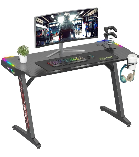 Стол игровой Cactus CS-GTZ-BK-RGb столешница ДСП, черный каркас черный