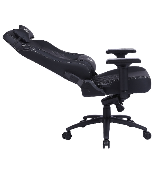 Кресло Cactus CS-CHR-0112BL-M черный, экокожа, 120 кг, подголовник, регулируемые подлокотники, механизм качания