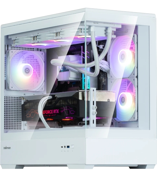 Компьютерный корпус ZALMAN P30 V2, MATX, белый, WINDOW, 2x3.5', 3x2.5', 1xUSB TYPE-C, 1xUSB 3.0, SIDE 2x120мм ARGb, REAR 1x120мм ARGb, VGA support