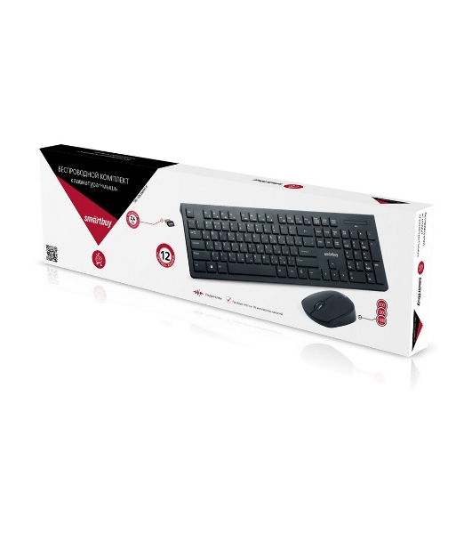 Комплект клавиатура+мышь Smartbuy 206368AG беспроводной, USB, 1600 DPI, чёрный