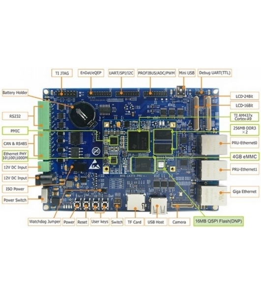Плата разработки Myir MYD-C4377-4E512D-100-I-PRU 1GHz TI AM4377, 512MB DDR3, 4Gb eMMC