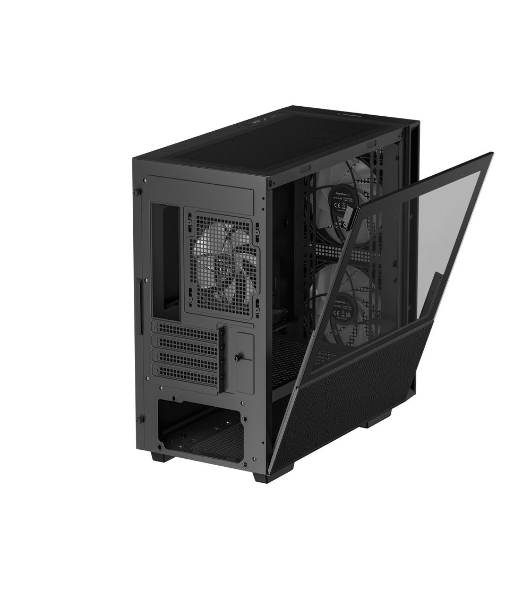 Компьютерный корпус Deepcool CH360 без БП, боковое окно (закаленное стекло), 2x140мм ARGb LED вентилятор спереди и 1x120мм ARGb LED вентилятор сзади, черный, mATX