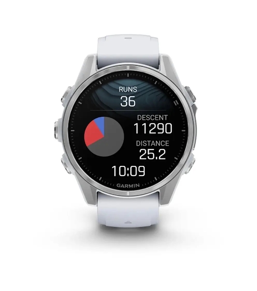 Умные часы Garmin Fenix 8, 1.3' AMOLED, 4G, Wi-Fi, Bluetooth, NFC, WR100, серебристый / белый