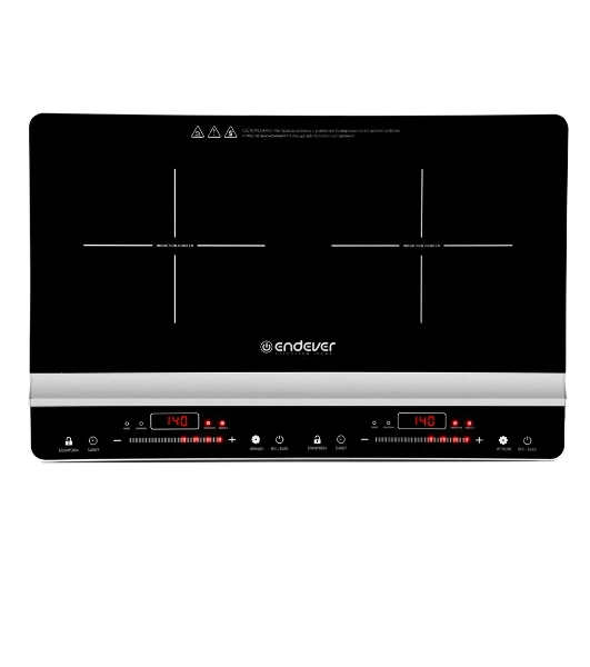 Плитка электрическая индукционного типа с двумя конфорками Endever Skyline IP-66, черный, мощность 1800 Вт+1300 Вт, диаметр посуды 12-26 см, 2 шт/уп