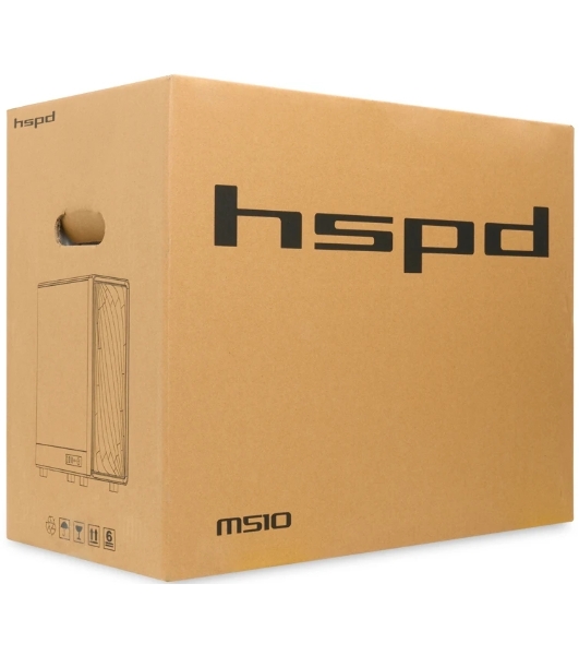 Компьютерный корпус без блока питания HSPD M510, Mesh Mid Tower, черный, TG, 0.5 SPCC, no fans ATX, mATX, mITX 180/280/160мм 1x2.5', 1x3.5', 7xPCI 1xUSB-A 3.0, 1xUSB-A 1.0 517x277x418мм
