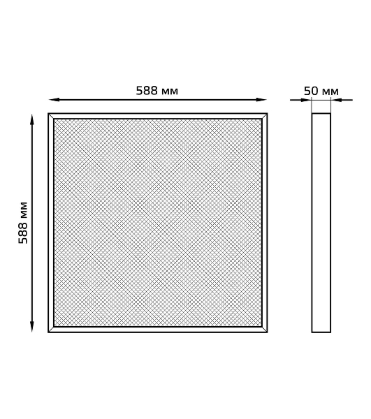 Светильник офисный Gauss MiR 35W 3500lm 5000K IP40 588x588x50мм Грильято призма планки LED