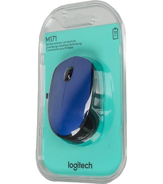 Мышь беспроводная Logitech M171 синий, 1000 dpi, радиоканал, USB, кнопки - 3