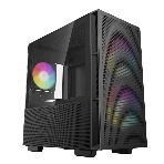 Компьютерный корпус Deepcool CH360 без БП, боковое окно (закаленное стекло), 2x140мм ARGb LED вентилятор спереди и 1x120мм ARGb LED вентилятор сзади, черный, mATX, фото 1