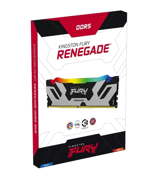 Оперативная память Kingston Fury Renegade, DDR5, 96Gb (2x48Gb), 6400MHz, CL32, DIMM, с радиатором, RGb, серебристый