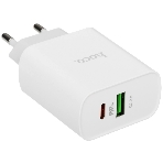 Блок питания (сетевой адаптер) HOCO C80A Rapido PD+QC3.0, 20W два порта (1хUSB-A, 1хType-C), белый, фото 1