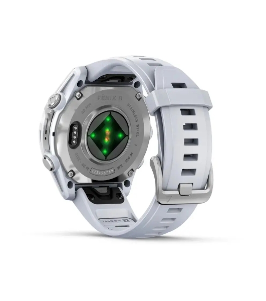 Умные часы Garmin Fenix 8, 1.3' AMOLED, 4G, Wi-Fi, Bluetooth, NFC, WR100, серебристый / белый