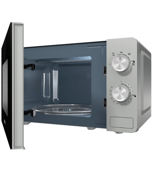 Микроволновая печь Gorenje MO20E1S серебристый, 20 л, 800 Вт, переключатели - поворотный механизм