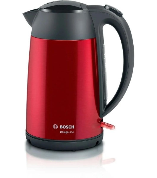 Электрочайник Bosch TWK3P424 красный, 1.7 л, 2400 Вт, скрытый нагревательный элемент