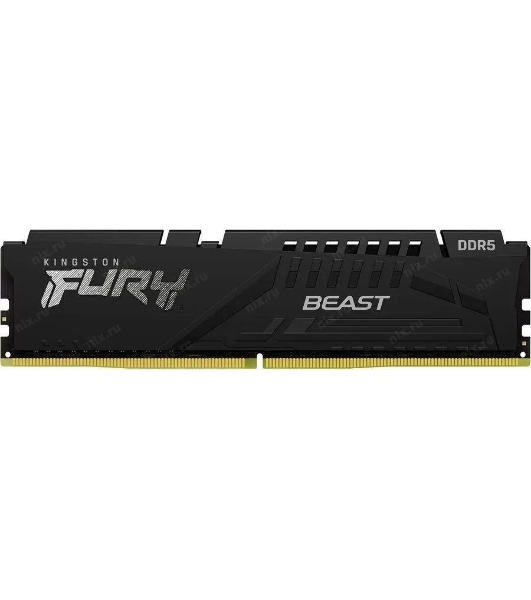 Оперативная память Kingston Fury Beast, DDR5, 16Gb (1x16Gb), 6400MHz, CL32, DIMM, с радиатором, черный