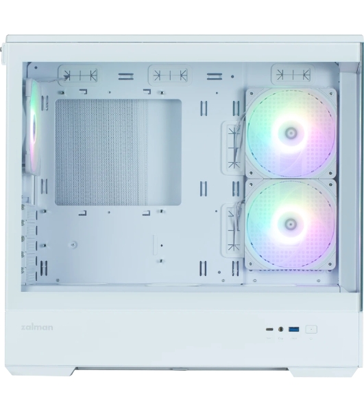 Компьютерный корпус ZALMAN P30 V2, MATX, белый, WINDOW, 2x3.5', 3x2.5', 1xUSB TYPE-C, 1xUSB 3.0, SIDE 2x120мм ARGb, REAR 1x120мм ARGb, VGA support
