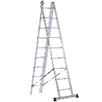 Лестница FIT 65434 трехсекционная алюминиевая 3х9 ступеней h=257/449/641 см вес 11.18кг, фото2