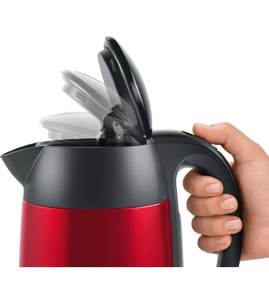 Электрочайник Bosch TWK3P424 красный, 1.7 л, 2400 Вт, скрытый нагревательный элемент