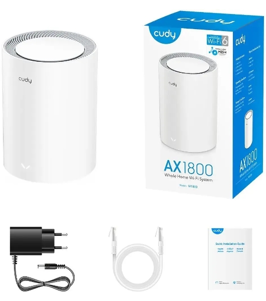 Бесшовный Mesh роутер Cudy M1800 (M1800 1-PACK) AX1800 10/100/1000BASE-TX/Wi-Fi белый