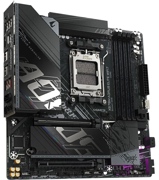 Материнская плата Gigabyte X870M AORUS ELITE WIFI7, AM5, AMD X870, 4xDDR5, 4xSATA, 4xM.2, 1xPCIe 5.0 x16, 1xPCIe 4.0 x4, 1xPCIe 3.0 x2, 1xHDMI, 2xUSB Type-C, 1x2.5Gb LAN, Wi-Fi 7, Bluetooth 5.4, 2xUSB-C USB4, 2xUSB-A 10Gbps, 4xUSB-A 5Gbps, 4xUSB-A 2.0, S/PDIF, 2x3.5 мм, 7.1, mATX