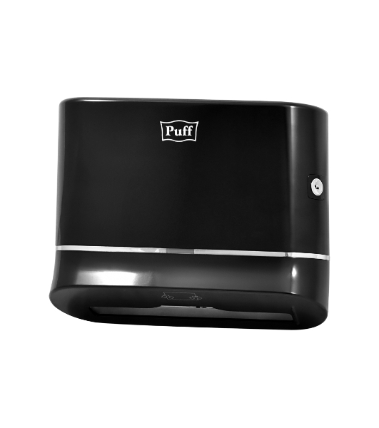 Диспенсер бумажных полотенец Puff 5135Bl, черный, с замком, ABS-пластик