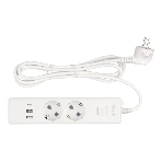 Бытовой удлинитель PowerCube, 2 р с/з вык.,3USB, 3500 Вт, 16А, 1.9 м, 3x1,0 (белый) PC-4-2M, фото 1