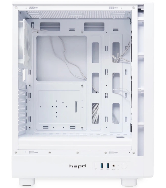 Компьютерный корпус HSPD M510, Mesh Mid Tower, белый, TG, 0.5 SPCC, 4x120мм ARGb ATX, mATX, mITX 180/280/160мм 1x2.5', 1x3.5', 7xPCI 2xUSB-A 3.0 517x277x418мм