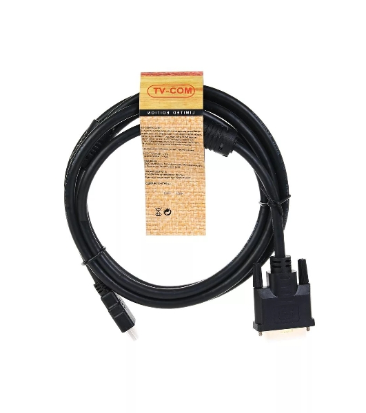 Кабель HDMI to DVI-D (19M -25M) 2м, TV-COM, 2 фильтра LCG135F-2M