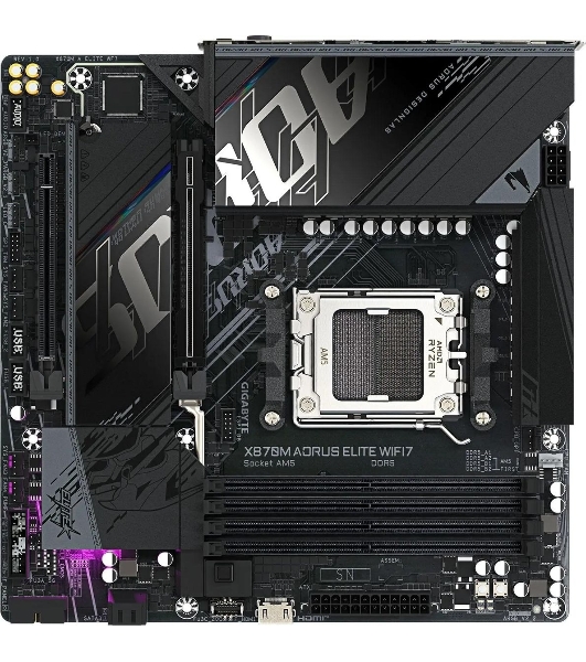 Материнская плата Gigabyte X870M AORUS ELITE WIFI7, AM5, AMD X870, 4xDDR5, 4xSATA, 4xM.2, 1xPCIe 5.0 x16, 1xPCIe 4.0 x4, 1xPCIe 3.0 x2, 1xHDMI, 2xUSB Type-C, 1x2.5Gb LAN, Wi-Fi 7, Bluetooth 5.4, 2xUSB-C USB4, 2xUSB-A 10Gbps, 4xUSB-A 5Gbps, 4xUSB-A 2.0, S/PDIF, 2x3.5 мм, 7.1, mATX