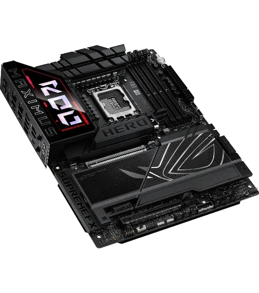 Материнская плата ASUS ROG MAXIMUS Z890 HERO, LGA 1851, Intel Z890, 4xDDR5, 4xSATA, 6xM.2, 1xPCIe 5.0 x16, 1xPCIe 4.0 x4, 1xPCIe x1, 1xHDMI, 2xUSB-C (видеовыход), 4xUSB-A 3.2 Gen 1, 4xUSB-A 3.2 Gen 2, 1xUSB-C 3.2 Gen 2, 2xUSB-C Thunderbolt 4, 2x 5Gb LAN, 2x3.5 мм, 7.1, ATX