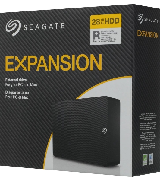 Внешний HDD 3.5' Seagate Expansion STKP28000400, 28TB, USB 3.2 Gen 1 Type-A, 5400 rpm, черный