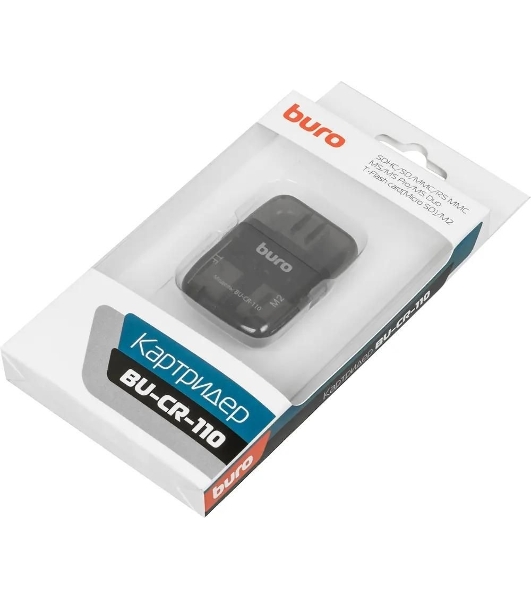 Кард-ридер Buro BU-CR-110 черный/MMC/MS/MS Duo/MS Micro M2/MS Pro/RS-MMC/SD/SDHC/TF/micro-SD/miсro-SDHC/USB 2.0/пластик