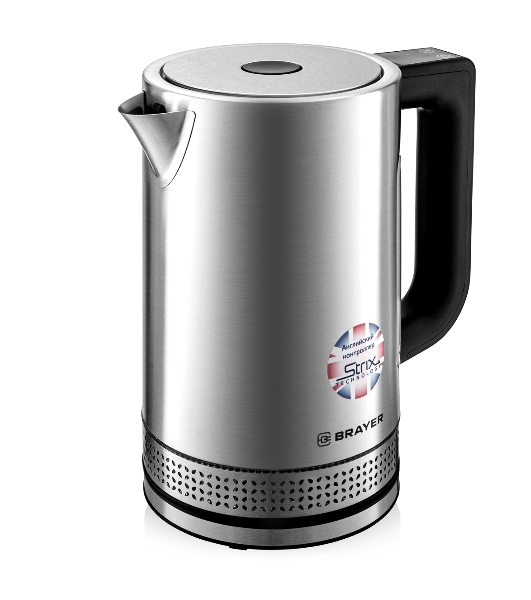 Чайник электрический BRAYER BR1060 2200 Вт, 1.7 л, стальной/черный
