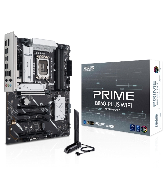 Материнская плата ASUS PRIME B860-PLUS WIFI, LGA 1851, Intel B860, 4xDDR5, 4xSATA, 2xM.2, 1xPCIe 5.0 x16, 4xPCIe 4.0 x16, 2xUSB-C, 4xUSB-A 3.2 Gen 1, 2xUSB-A 3.2 Gen 2, 1xHDMI, 1xDP, 1x2.5Gb LAN, 7.1, ATX