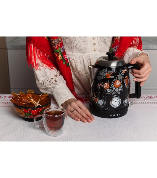 Чайник электрический GARLYN Flower Grace K-400 черный