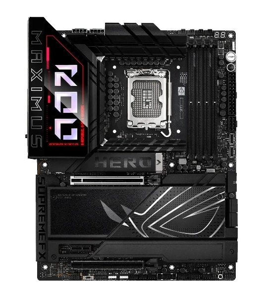 Материнская плата ASUS ROG MAXIMUS Z890 HERO, LGA 1851, Intel Z890, 4xDDR5, 4xSATA, 6xM.2, 1xPCIe 5.0 x16, 1xPCIe 4.0 x4, 1xPCIe x1, 1xHDMI, 2xUSB-C (видеовыход), 4xUSB-A 3.2 Gen 1, 4xUSB-A 3.2 Gen 2, 1xUSB-C 3.2 Gen 2, 2xUSB-C Thunderbolt 4, 2x 5Gb LAN, 2x3.5 мм, 7.1, ATX
