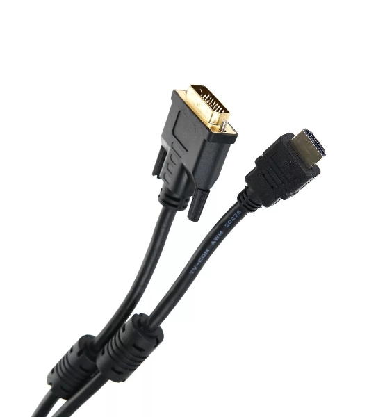 Кабель HDMI to DVI-D (19M -25M) 2м, TV-COM, 2 фильтра LCG135F-2M
