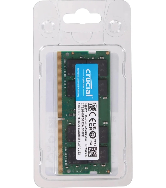 Оперативная память Crucial, DDR4, 32Gb (1x32 Gb), 3200 MHz, CL22, SO-DIMM, OEM