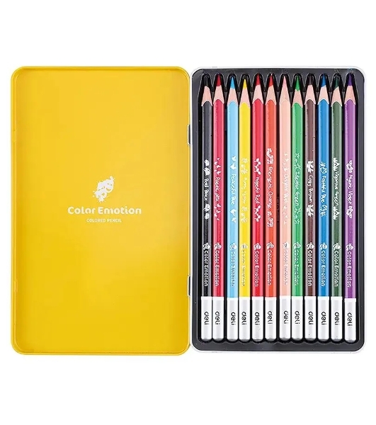 Карандаши цветные Deli Color Emotion EC00205 EC00205, липа, 12 цветов, коробка металлическая